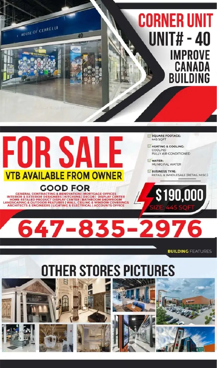 Corner Commercial Unit for Sale – Improve Canada Building | 445