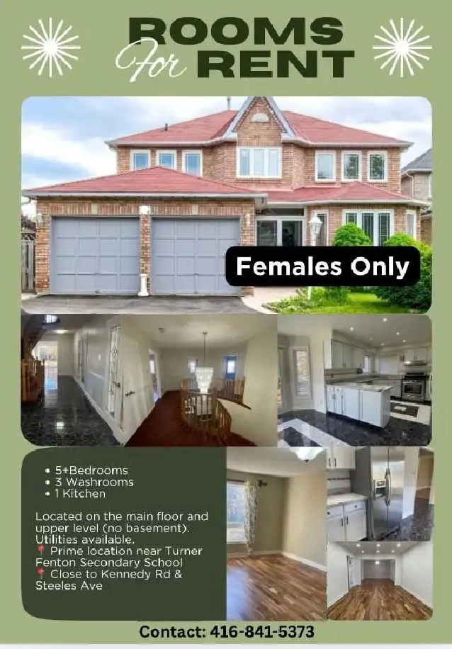 Rooms for Rent - Family or Females Only
