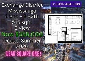 Square One 1 Bedroom Condo Assignment | Only $358K