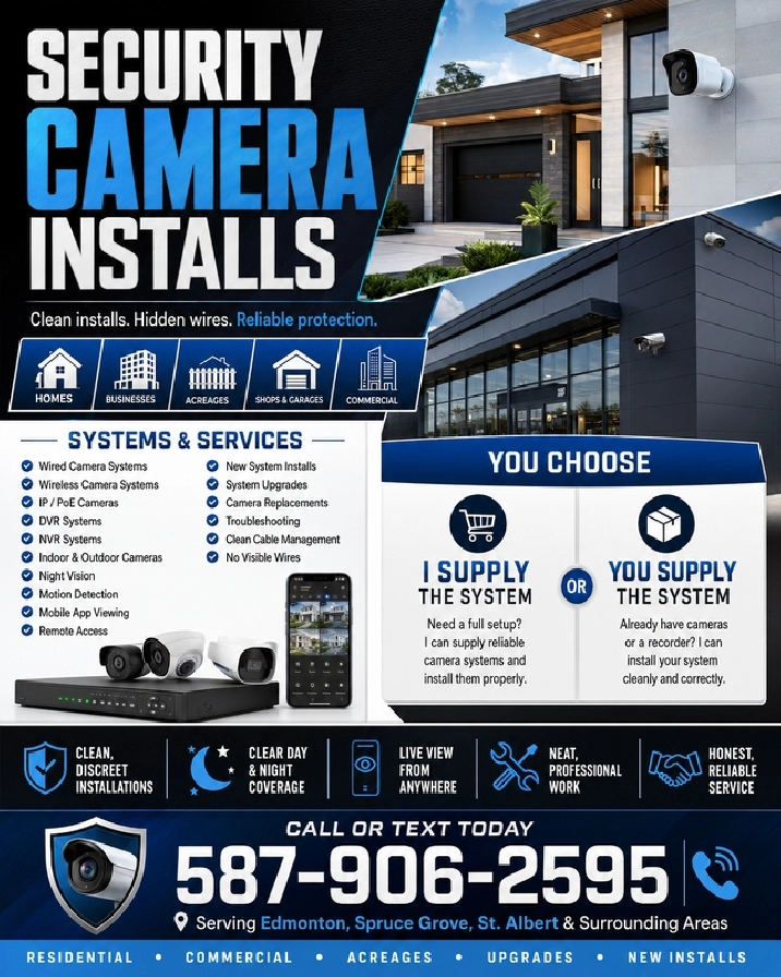 SECURITY CAMERA INSTALLS — CLEAN, HIDDEN-WIRE SETUPS
