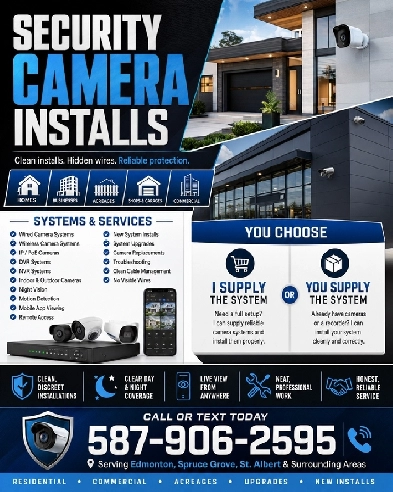 SECURITY CAMERA INSTALLS — CLEAN, HIDDEN-WIRE SETUPS