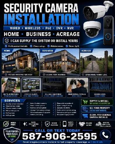 CAMERA SYSTEM INSTALLATION — HOMES, SHOPS, BUSINESSES & ACREAGES