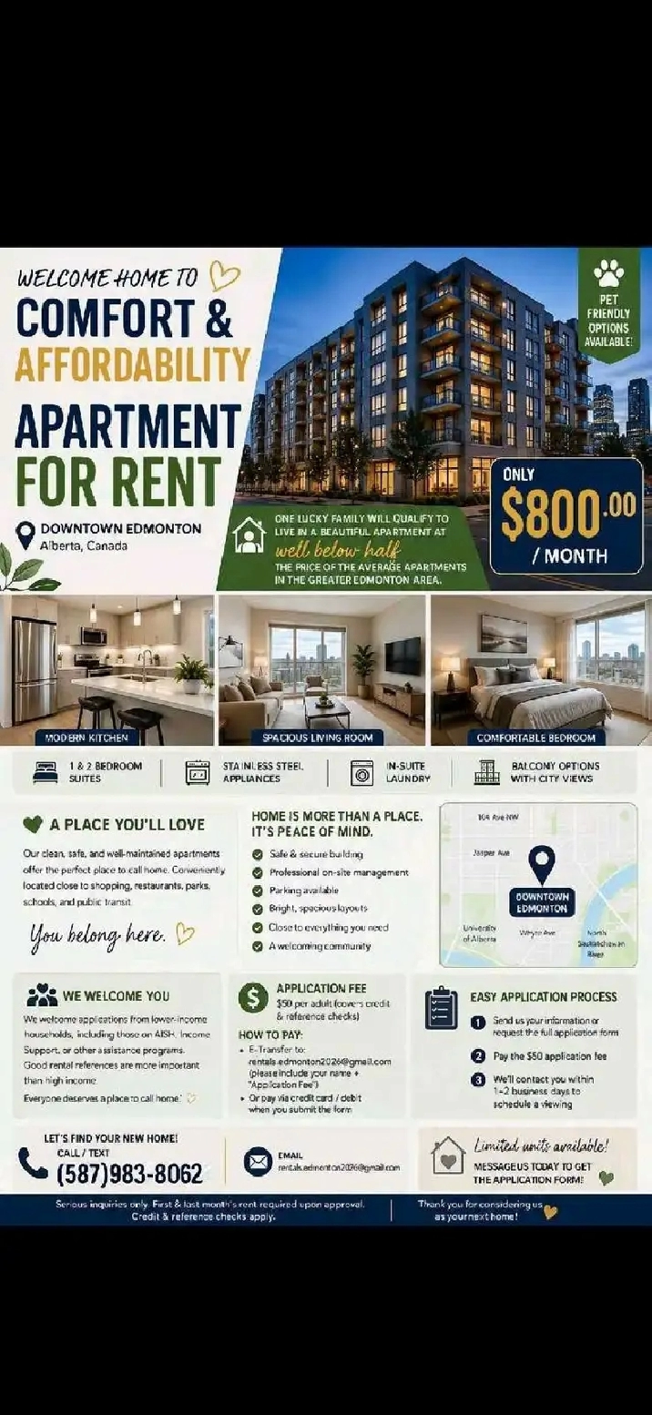Affordable Apartments Available! LOWEST PRICE IN EDMONTON