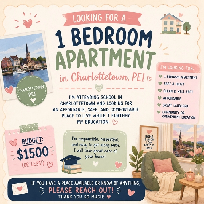 looking for an apartment in Charlottetown PEI