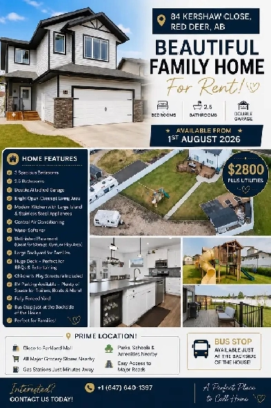 3 bedroom home for rent with huge backyard