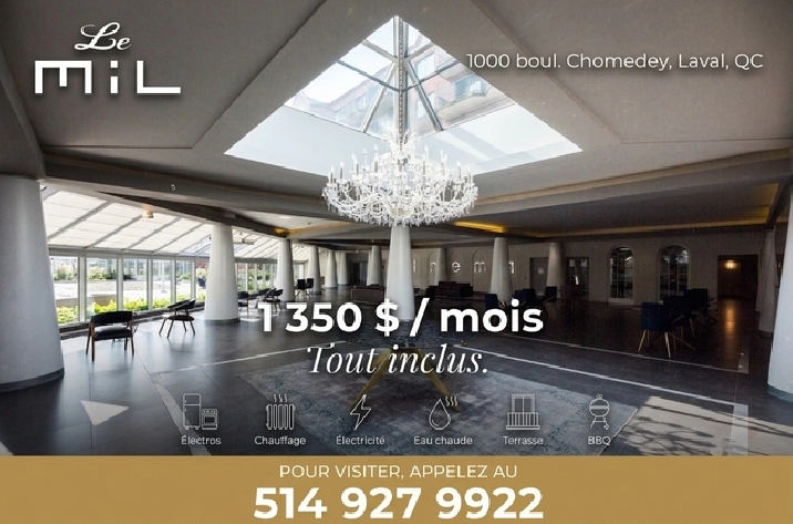 3 1/2 tout inclus à partir de 1350$ par mois
