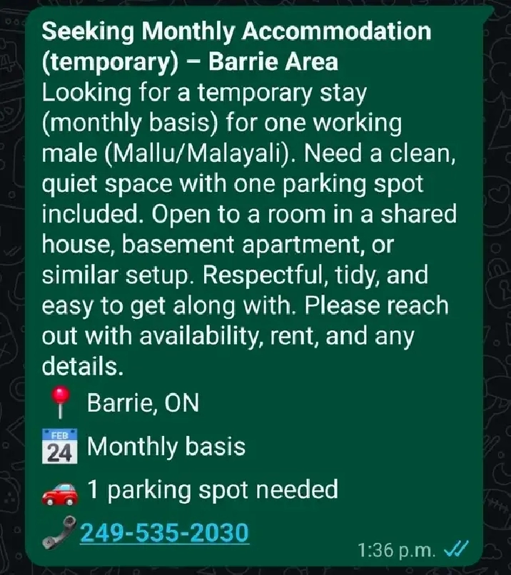 Seeking Monthly rental space