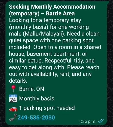 Seeking Monthly rental space