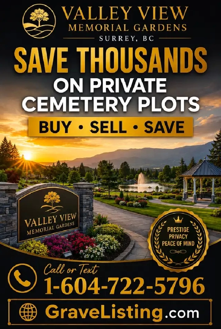 Valley View Cemetery Plots for Private Sale in Surrey