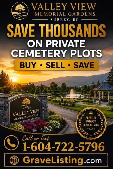 Valley View Cemetery Plots for Private Sale in Surrey