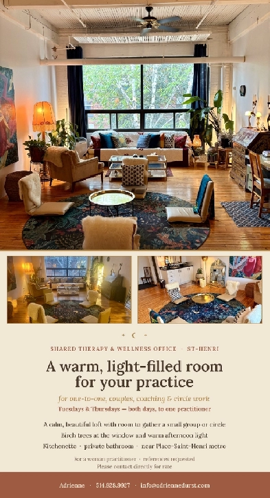 Shared Therapy & Wellness Office — St-Henri