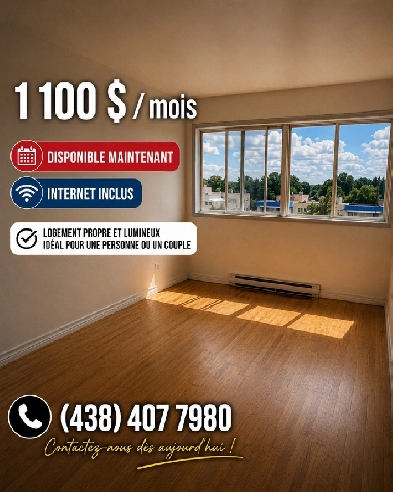 4½ lumineux – Pointe-aux-Trembles – 1 100 $ – Internet inclus