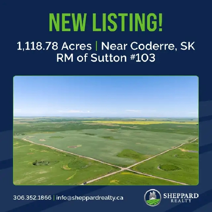 1,118.78 ISC Acres | RM of Sutton #103 | Near Coderre, SK