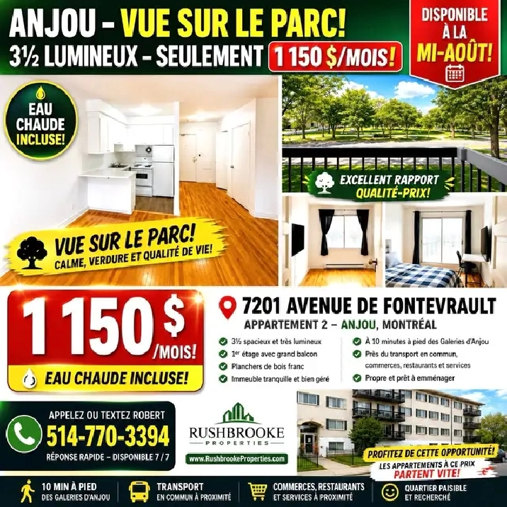 Great 3.5 in Anjou.   1150$