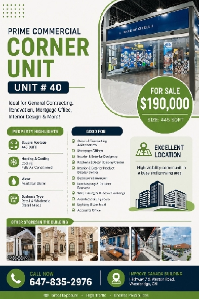 Corner Commercial Unit for Sale – Improve Canada Building | 445