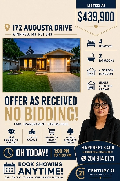 House for $439,000, Univ of Manitoba just 5 min away