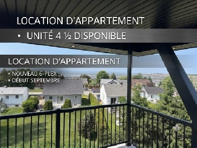 Superbes 4 ½ NEUFS à louer – Pointe-au-Père (Rimouski) NEUF