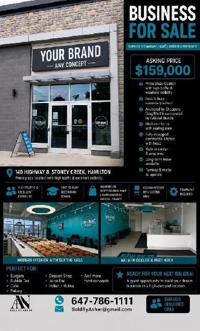 TURNKEY RESTAURANT FOR SALE | STONEY CREEK PRIME PLAZA