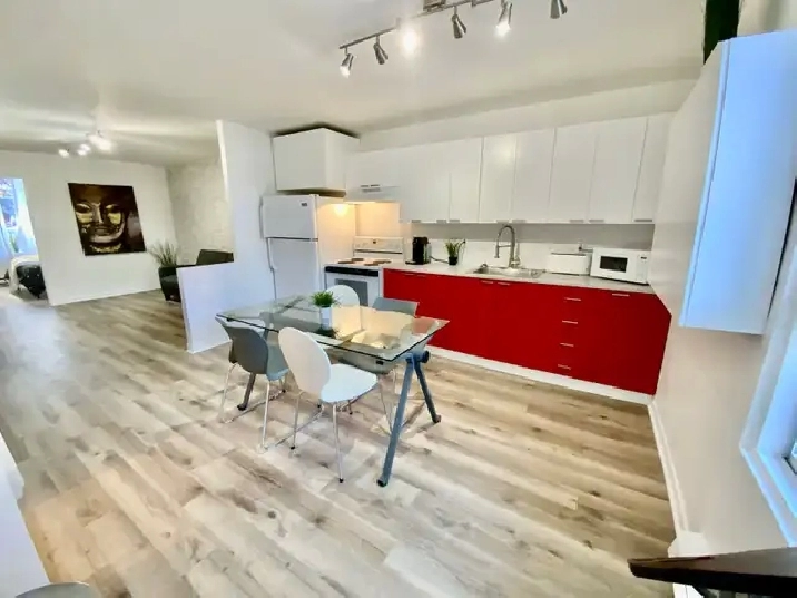 Superbe 3 pièces rénové à neuf! meublé ou non ! Jardins privés!