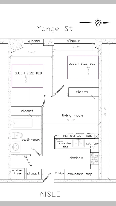 2 Bedrooms Condo For Lease 555 Yonge St