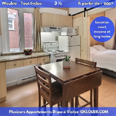 3/12  meublé – 1 chambre – Tout inclus – Limoilou