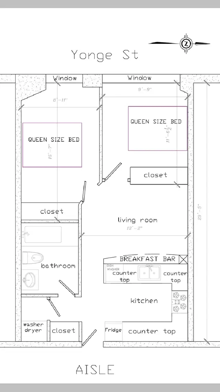 2 Bedrooms Condo For Lease 555 Yonge St