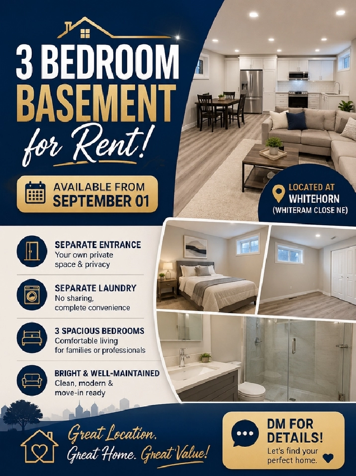 Spacious 3-Bedroom Basement Suite for Rent