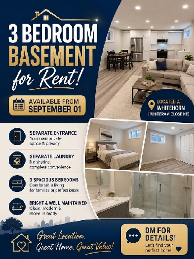 Spacious 3-Bedroom Basement Suite for Rent