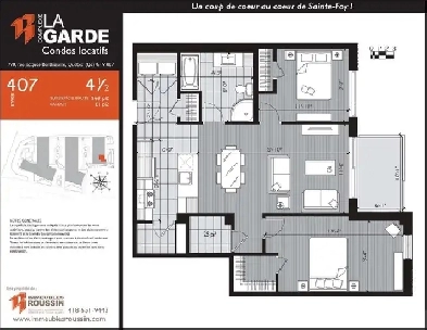 2 bedroom apartment for rent (4 1/2)