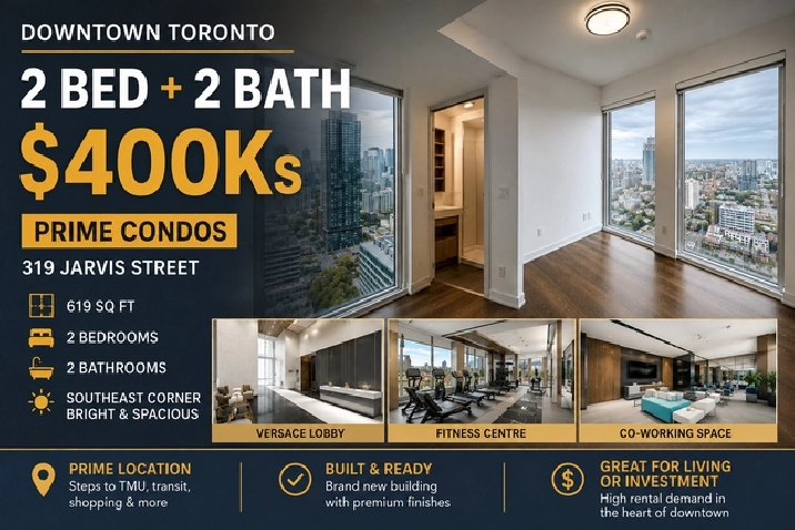 2 BED   2 BATH in Downtown Toronto for SALE | $490000