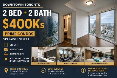 2 BED   2 BATH in Downtown Toronto for SALE | $490000