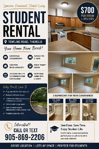 6 bed 2.5 bath student rental in thorold