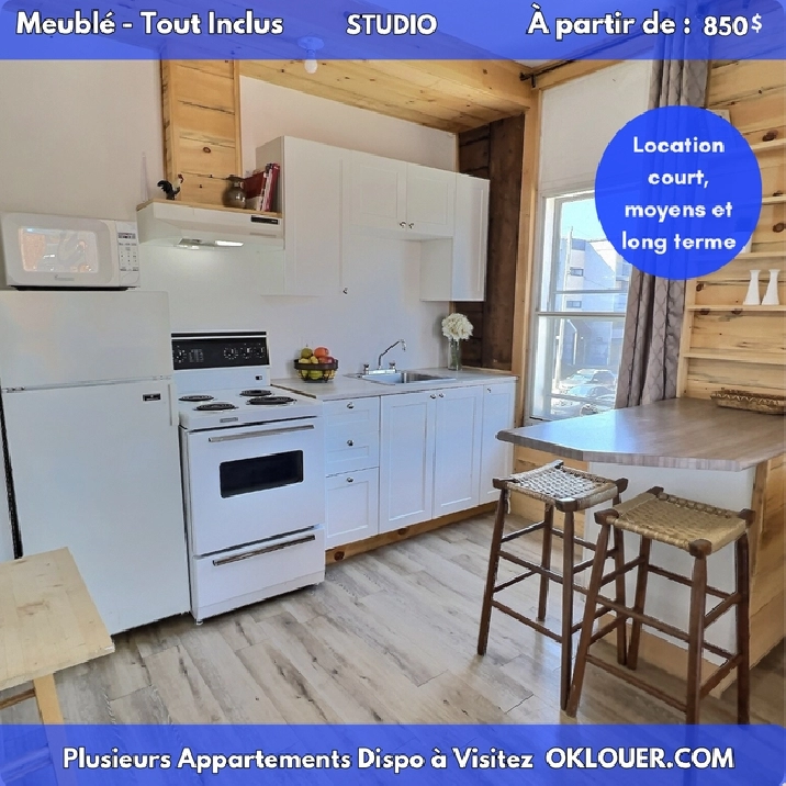 Studio tout inclus – Meublé – Disponible à Limoilou