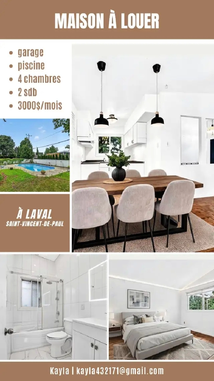 maison à louer à Laval