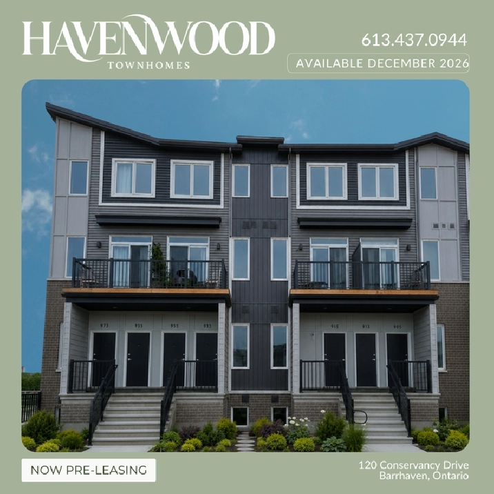 Barrhaven - Havenwood townhouse December 2026