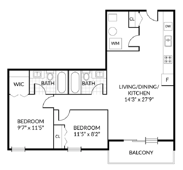 2-Bedroom 2-Bathroom Apartment Unit in Maples