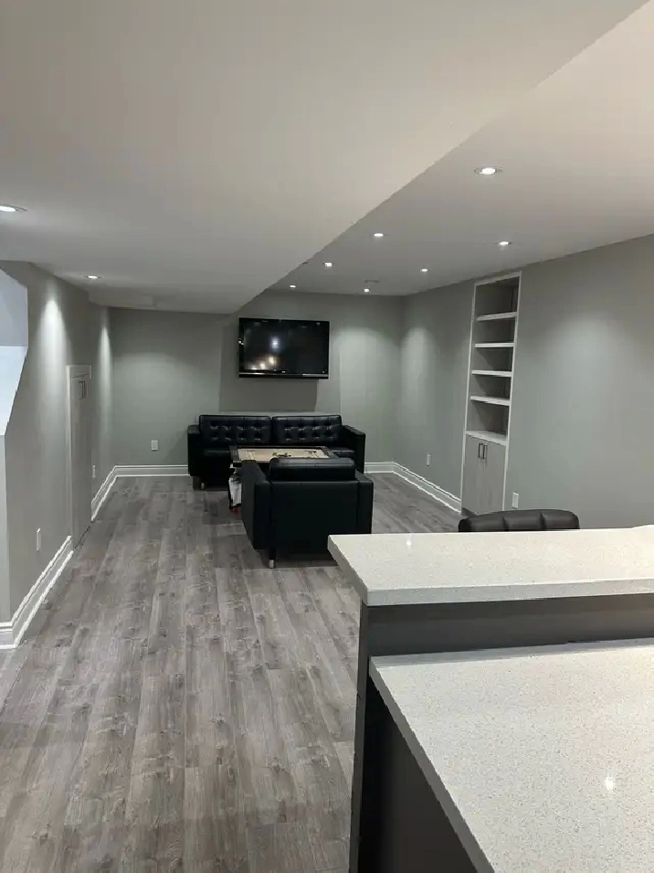 Available one bed room open concept furnished basement