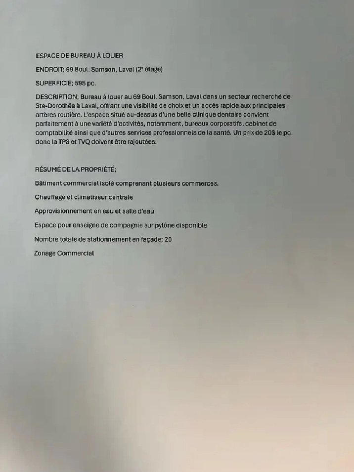 espace commercial à louer Ste-Dorothée