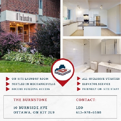 Bachelor/Studio, 1 Bathroom. Sept 1. Close to Tunney's Pasture.