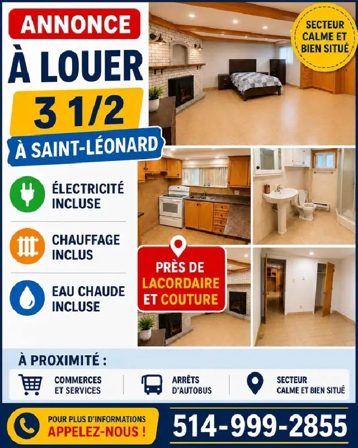 A LOUER 3 1/2