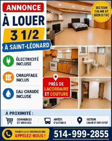 A LOUER 3 1/2