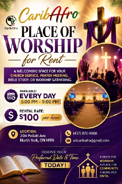 Church for rent in North York m9n