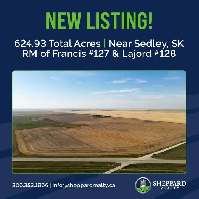 FARMLAND FOR SALE BY TENDER | 624.93 Acres | Near Sedley, SK