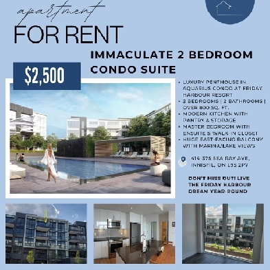 Immaculate 2-Bedroom Condo Suite for Rent at Friday Harbour