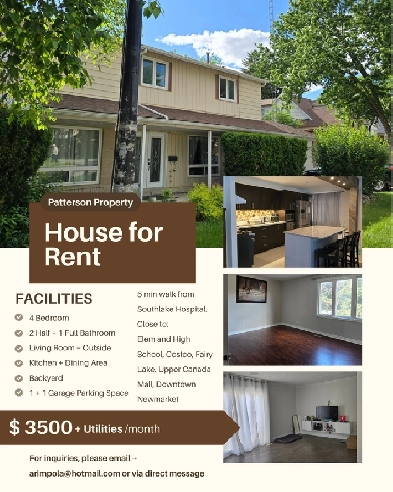 House for Rent - Patterson Street Newmarket $3500   utilities