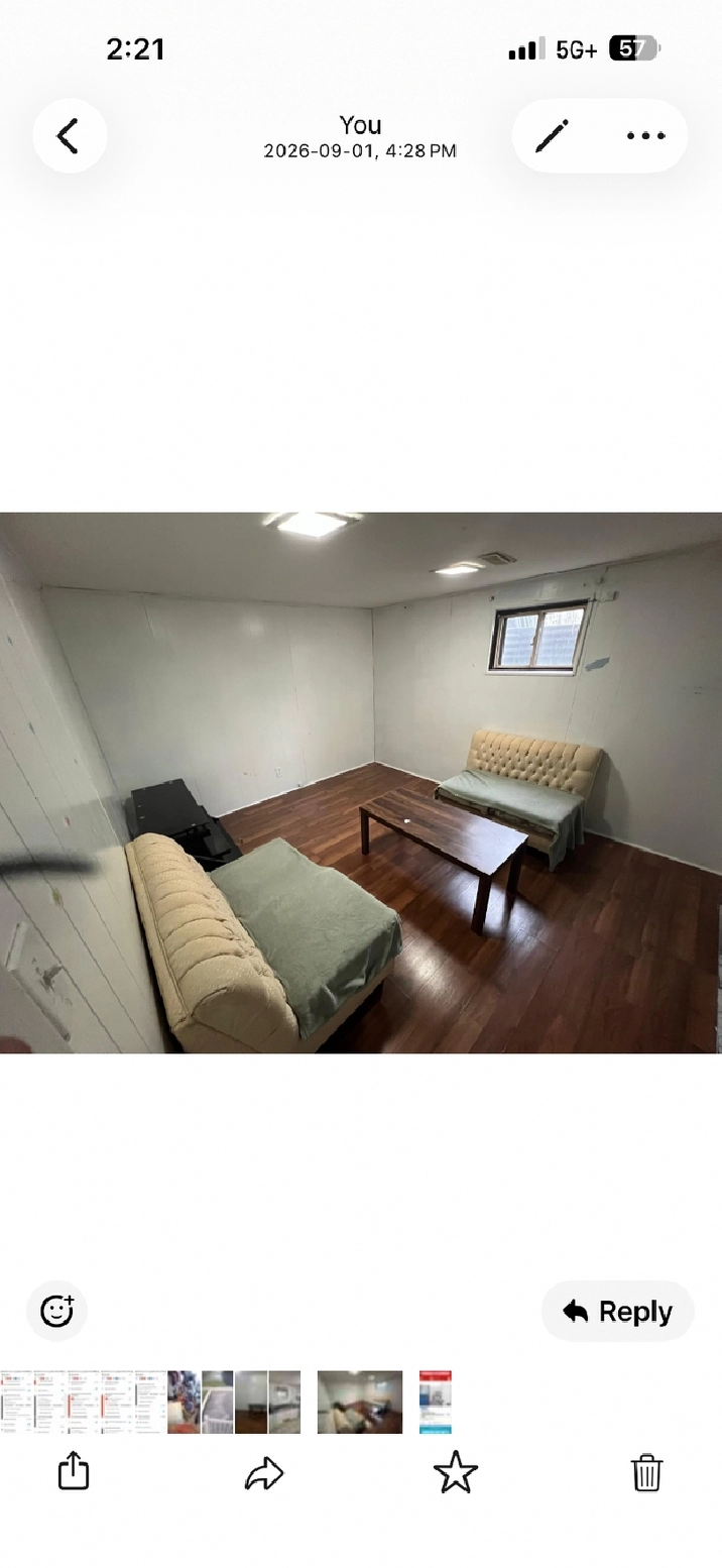 2 bedroom basement  available for rent from Oct 1st  in Malton