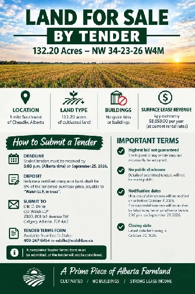 132 Acres of farm land Cheadle Alberta
