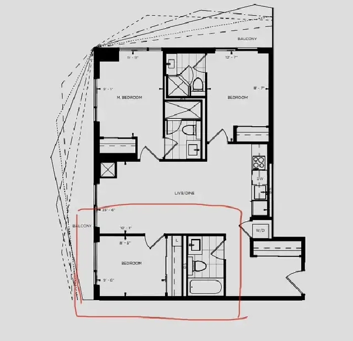 One bedroom private washroom next to TMU