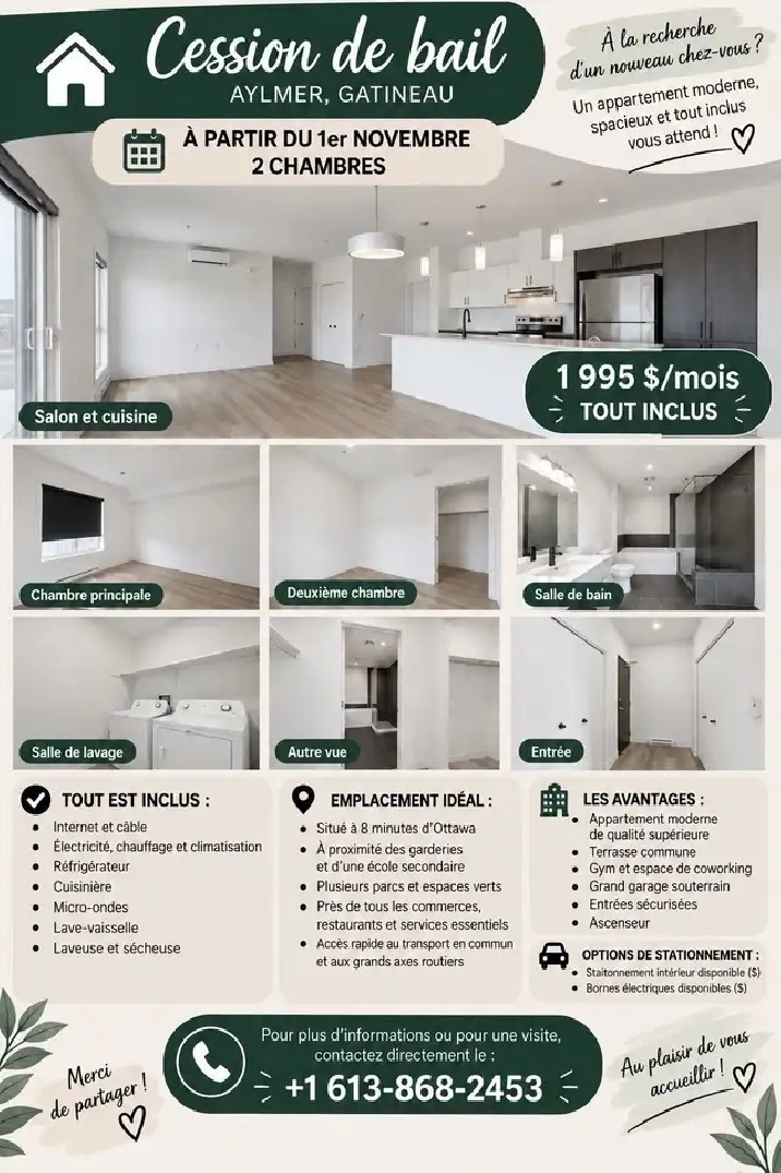 appartement à louer 1 novembre