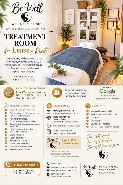 Professional Treatment Room for Rent | Established Wellness